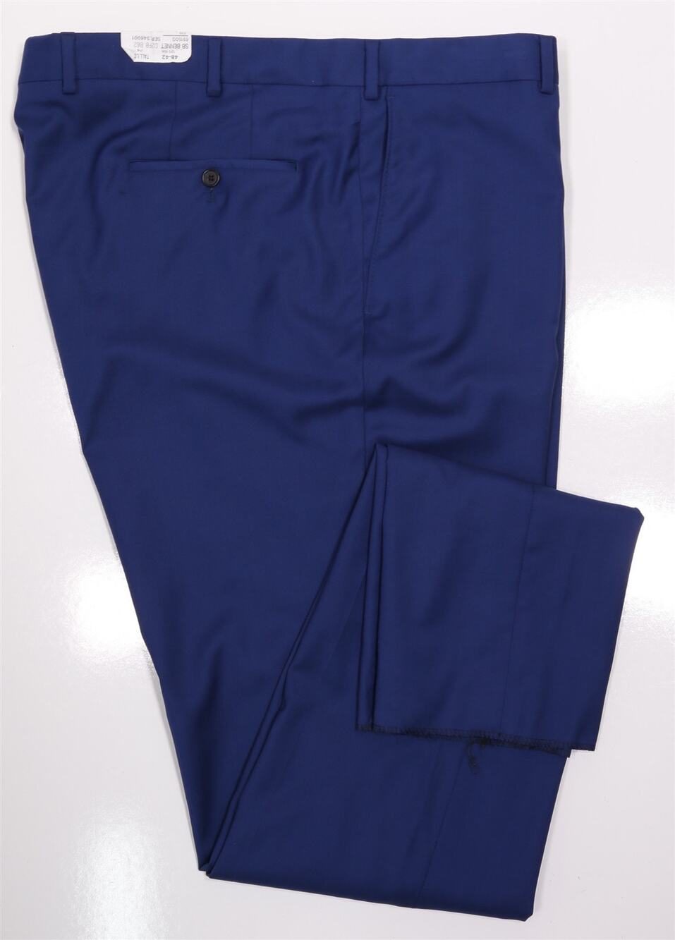Samuelsohn Solid Royal Blue Super 150's Wool Flat Front Dress Pants 42 New